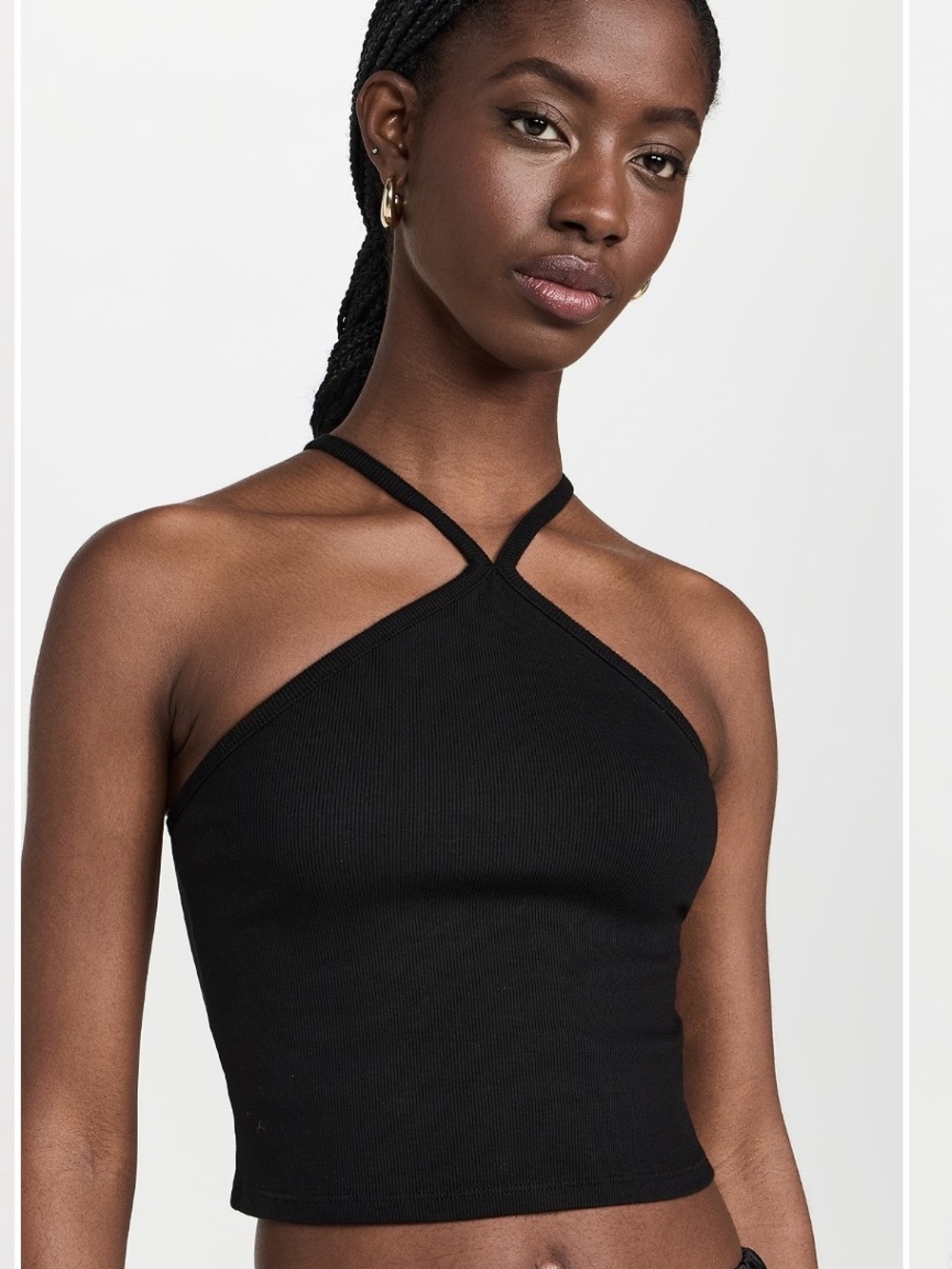 Enza Costa Cropped Black Halter Tank